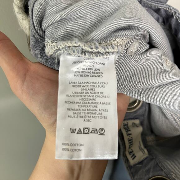 We The Free Women's Barrel Jeans 27 Moxie Gray Pull On Low Slung Paint Splatter - Picture 8 of 10